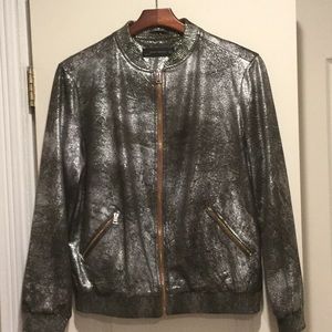 Crush suede silver metallic jacket
